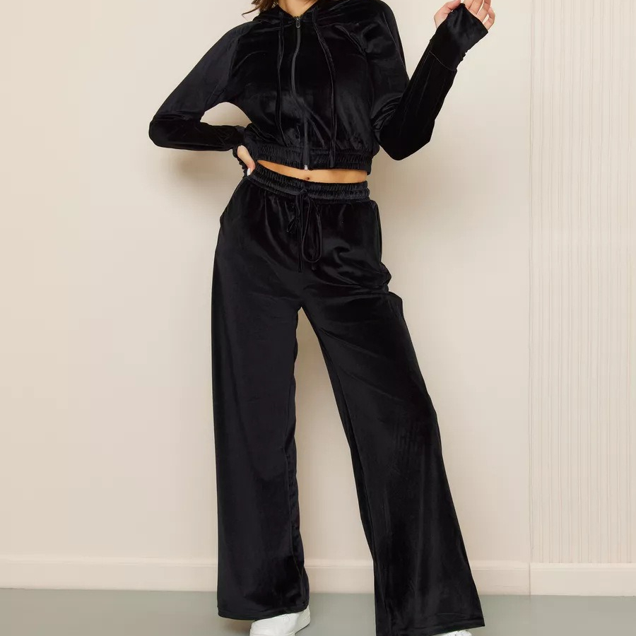 Short Linen Drawstring - ツーピース レディース パンツセット 無地 マッチングセット ジッパー付きフード付き長袖コート