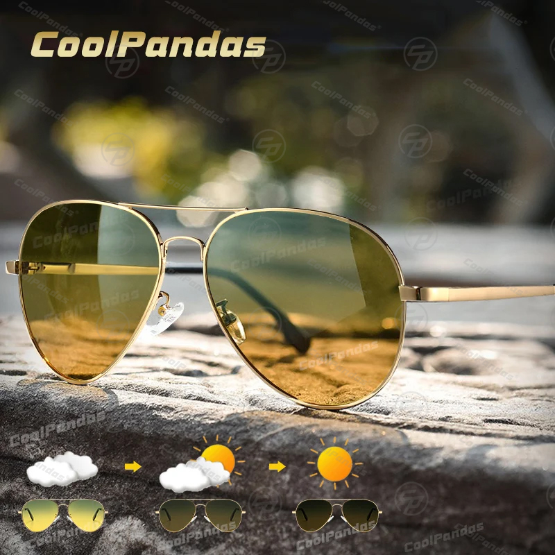 フォトクロミックサングラス男性偏光航空昼夜視力メガネ運転用女 - Sunglasses Aviator Polarized のレビューと価格