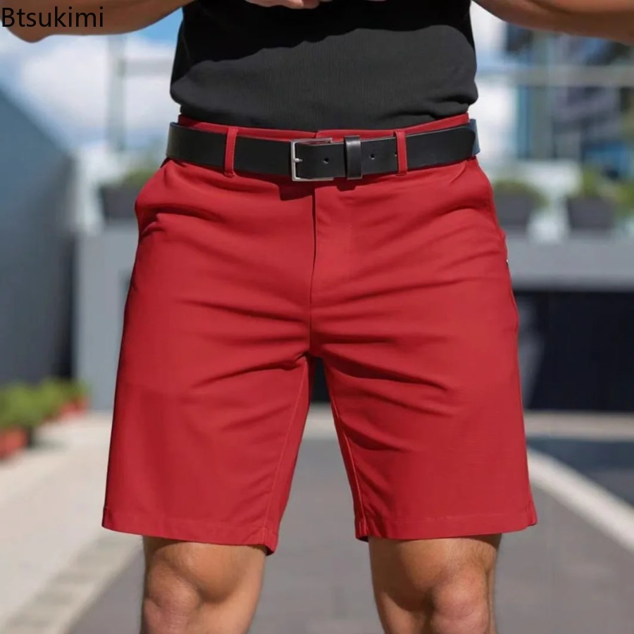 夏の新作メンズ無地スリムチノショーツ、ビジネス、ゴルフ、スポ - Shorts Chino Slim のレビューと価格