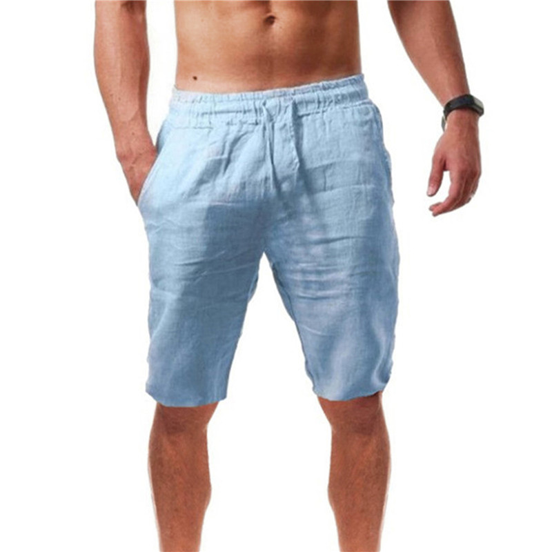 2026 新メンズコットンショートパンツ男性夏通気性ソリッド - Short Linen Drawstring のレビューと価格