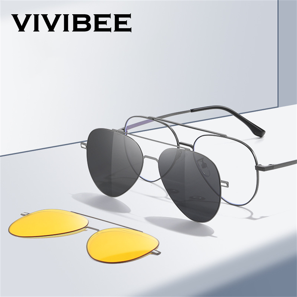 VIVIBEE 航空磁気偏光クリップオンサングラスパイロット - Sunglasses Aviator Polarized のレビューと価格
