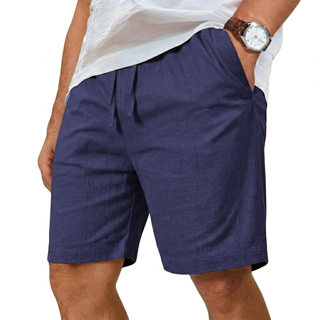 オーバーサイズコットンリネンショーツ、無地軽量カジュアルボト - Short Linen Drawstring のレビューと価格